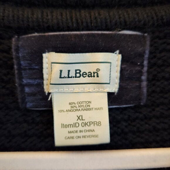 LL Bean Sweater Black XL Chunky Cardigan Womens Angora Cotton Blend Buttons - Picture 5 of 9